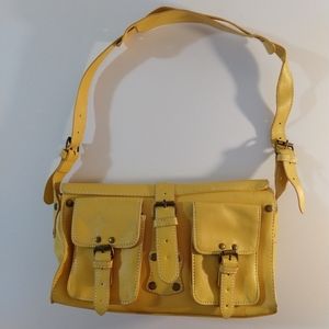 Cheery yellow vintage faux leather handbag